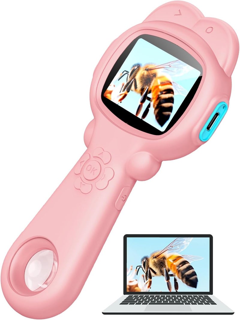 EDCREATY Microscope for Kids, Mini Portable Handheld Microscope with 500X Magnification, 200W Pixels, 2.0 High-Definition Screen for Birthday Christmas Educational Gifts Toys for 3 4 5 6 7 8 9 10 11 12 Kids - Image 1